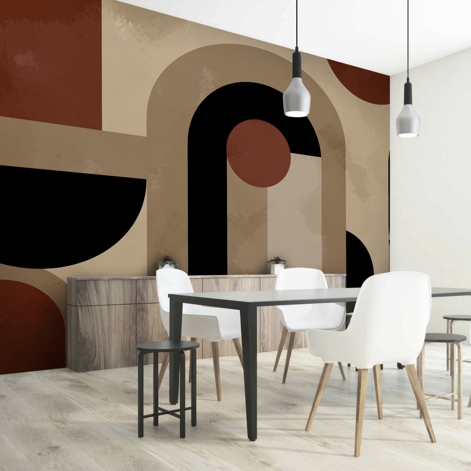 Fotobehang bruine tinten van abstracte vormen