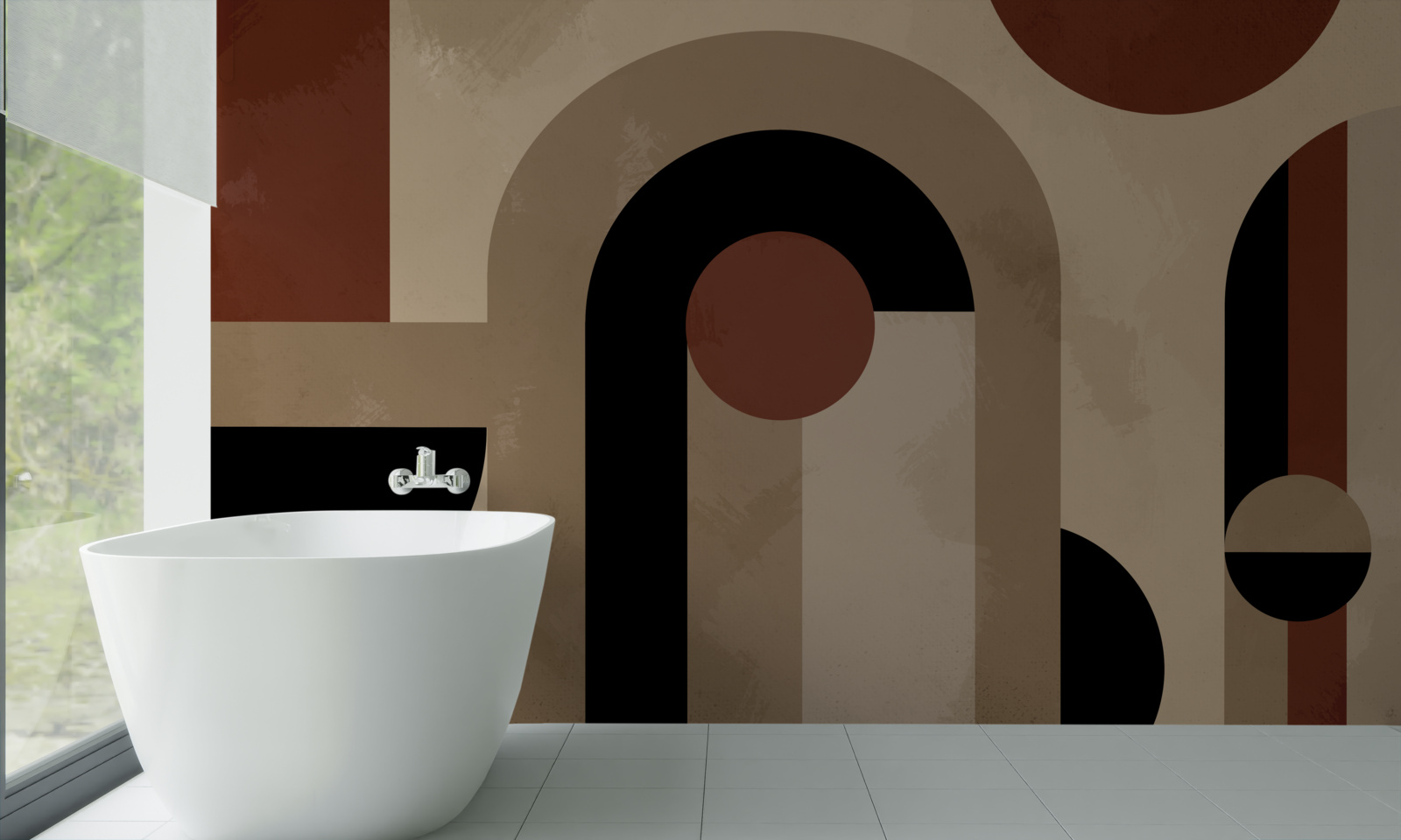 Fotobehang bruine tinten van abstracte vormen