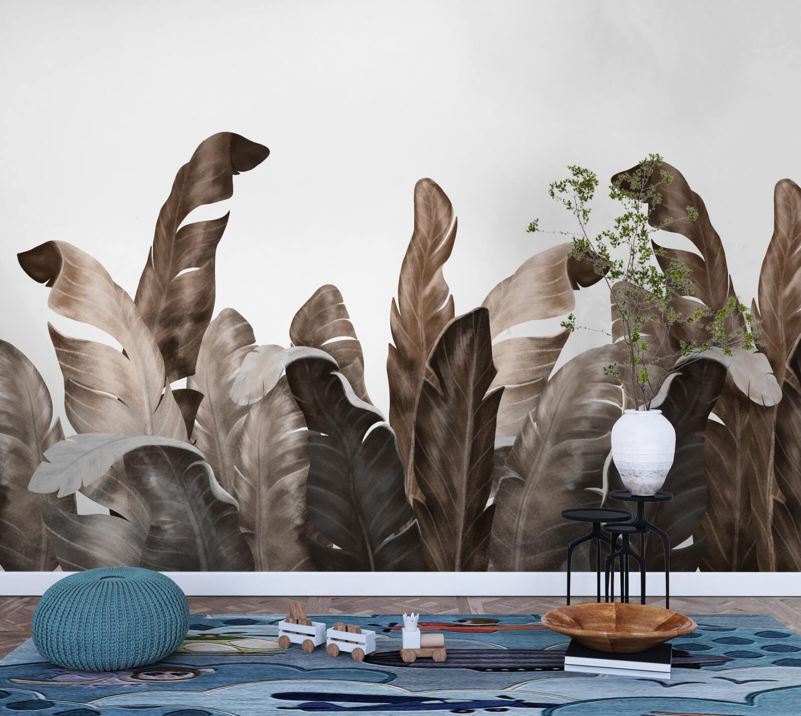 Fotobehang tropische bladeren wiegen in de wind