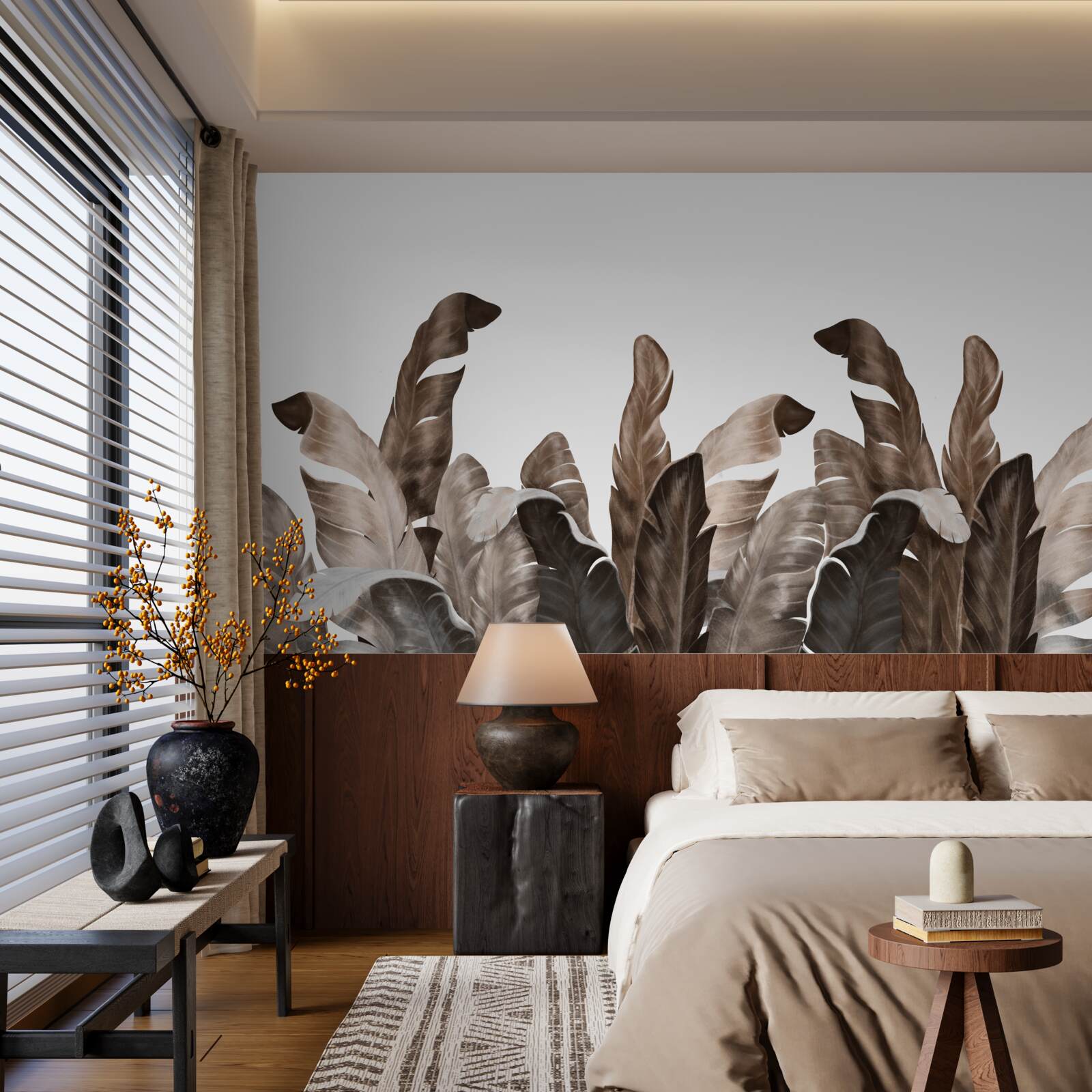 Fotobehang tropische bladeren wiegen in de wind