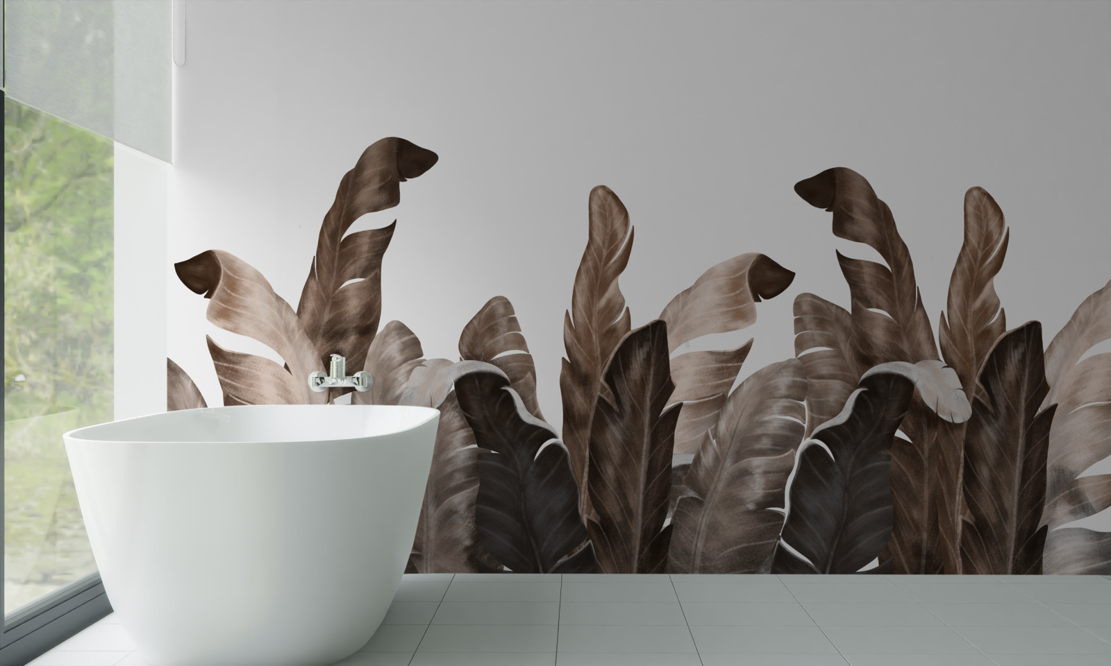 Fotobehang tropische bladeren wiegen in de wind