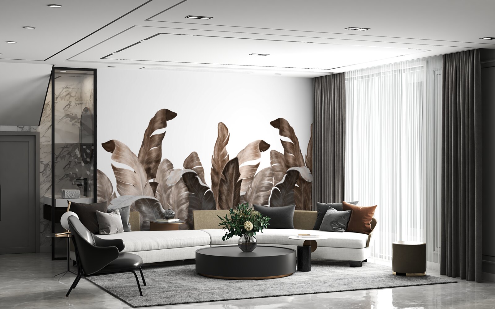 Fotobehang tropische bladeren wiegen in de wind