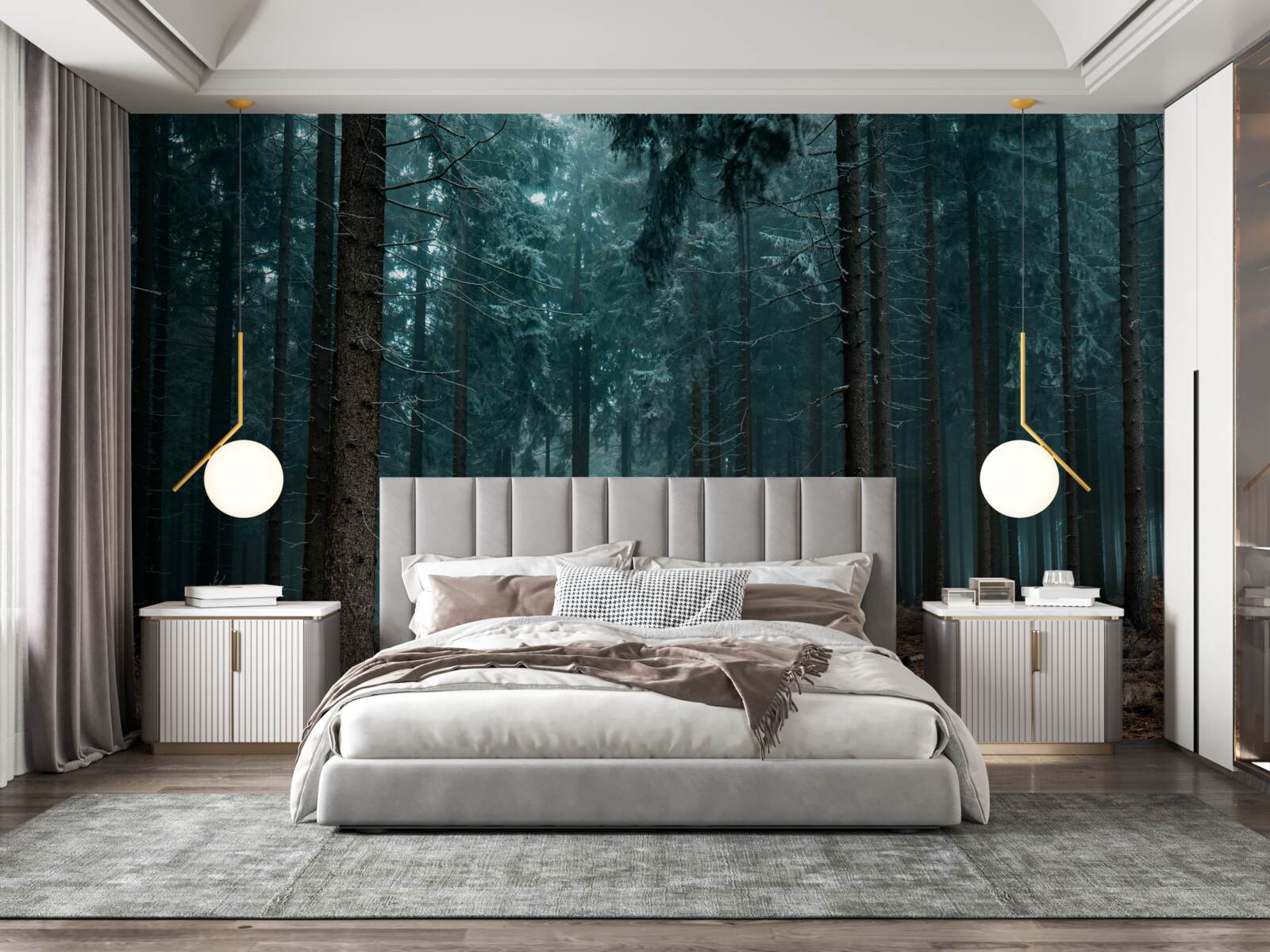 Fotobehang waardevol pad in het dichte mistige bos