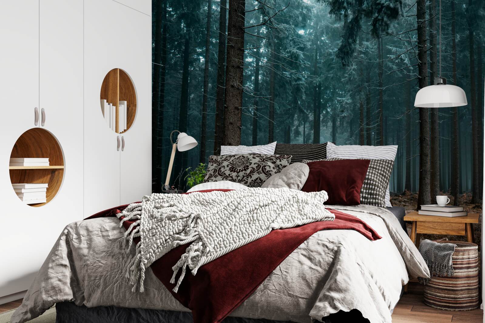 Fotobehang waardevol pad in het dichte mistige bos