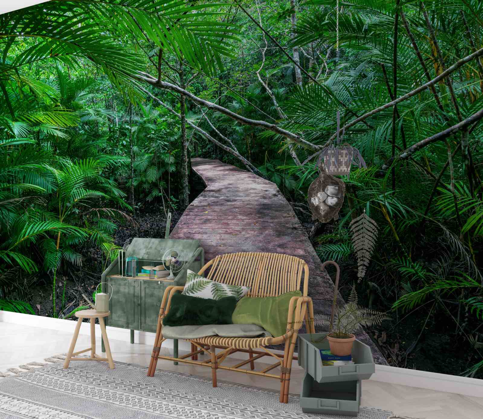 Fotobehang Pad naar de magische groene tropen