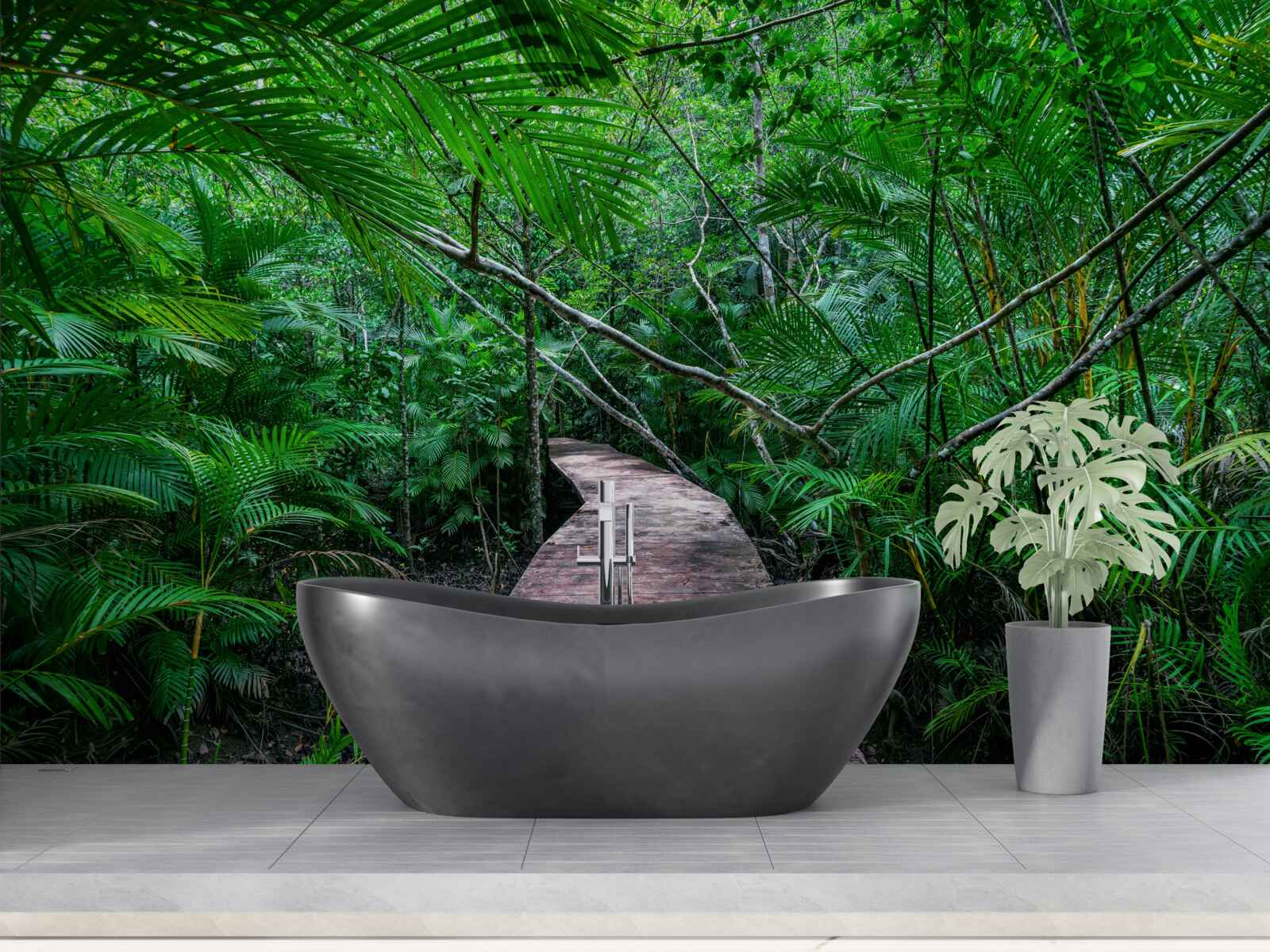Fotobehang Pad naar de magische groene tropen