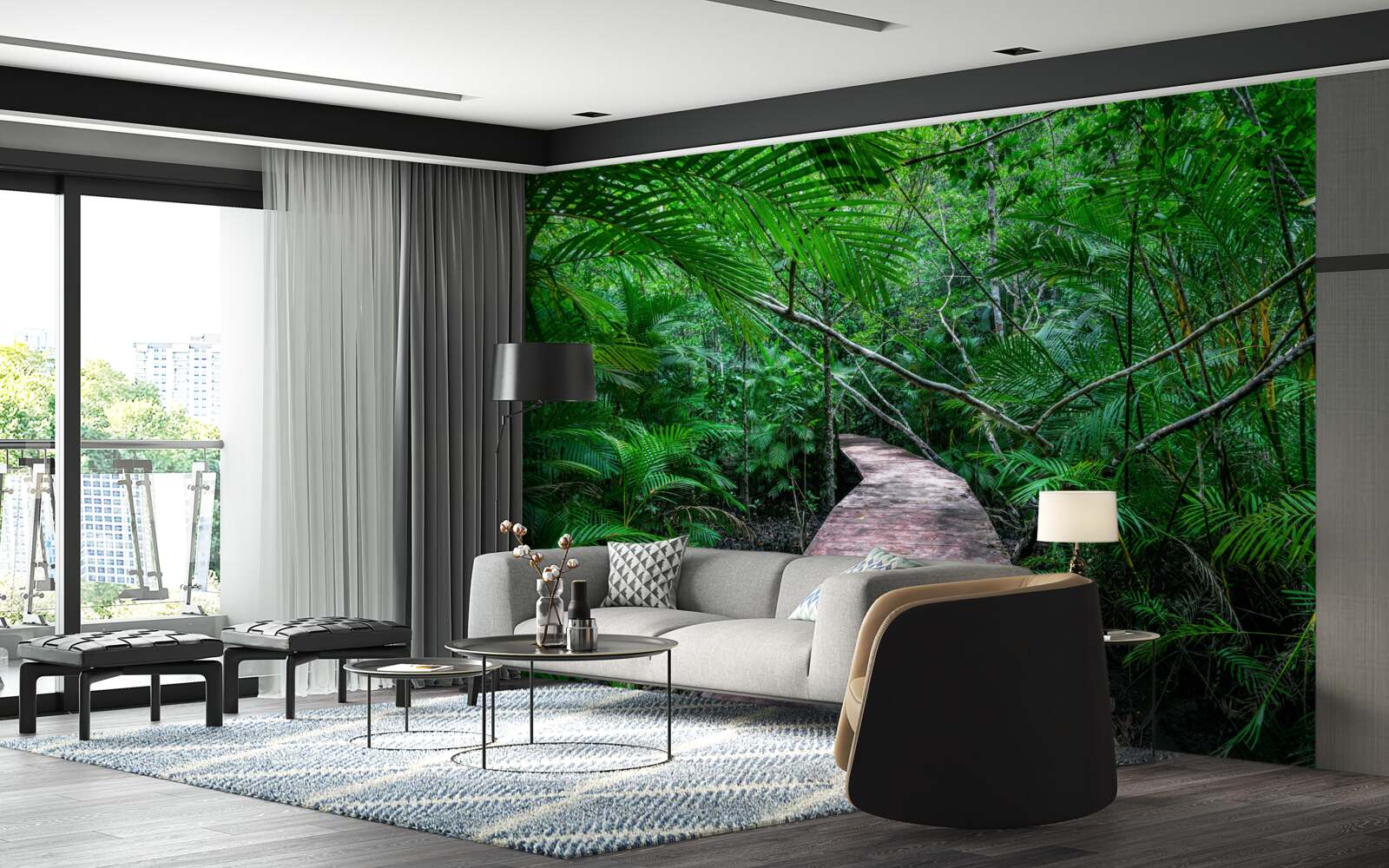 Fotobehang Pad naar de magische groene tropen