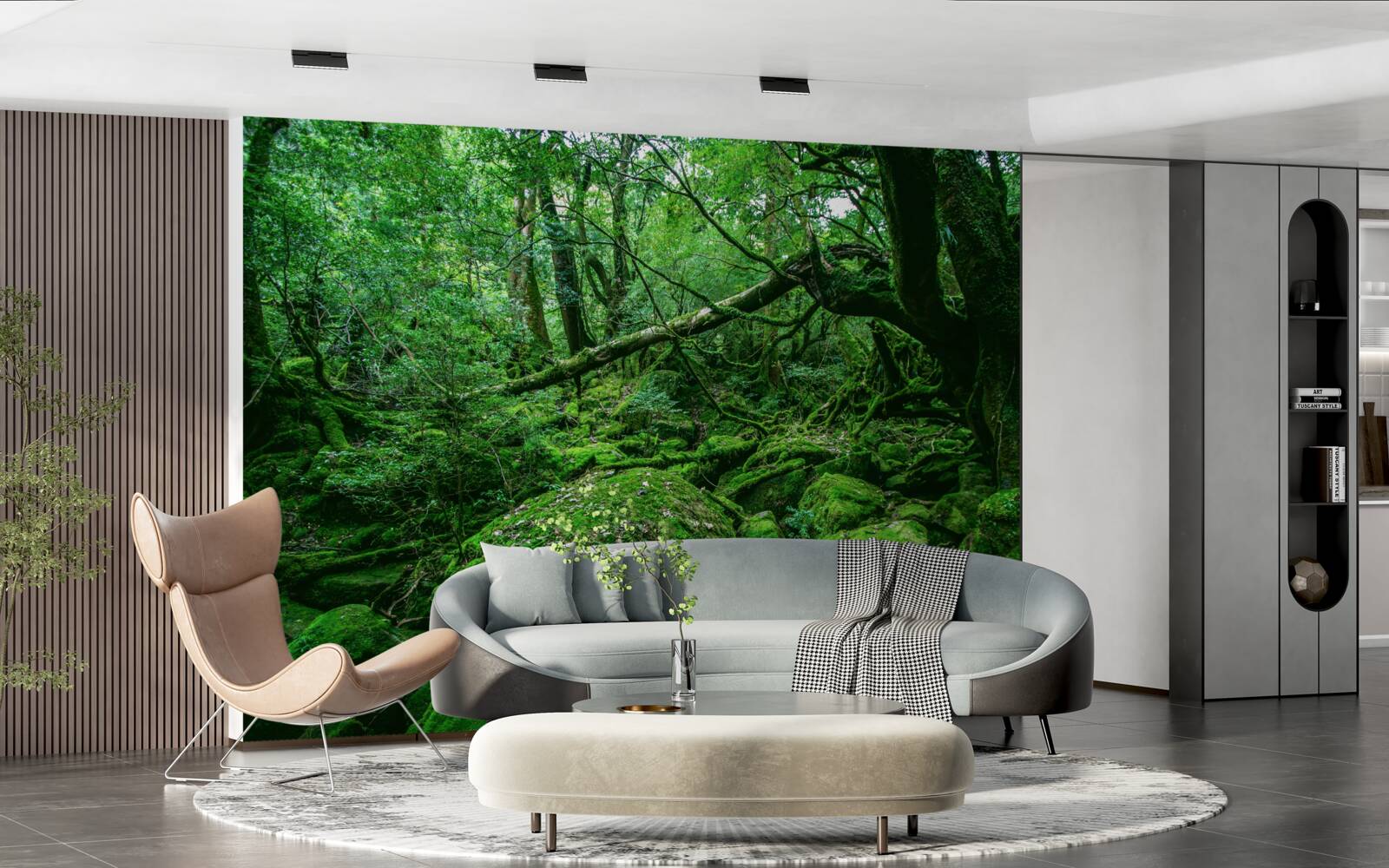 Fotobehang bos, overvloedig groen, zonder zonlicht