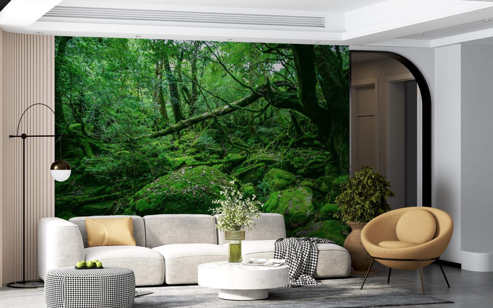 Fotobehang bos, overvloedig groen, zonder zonlicht