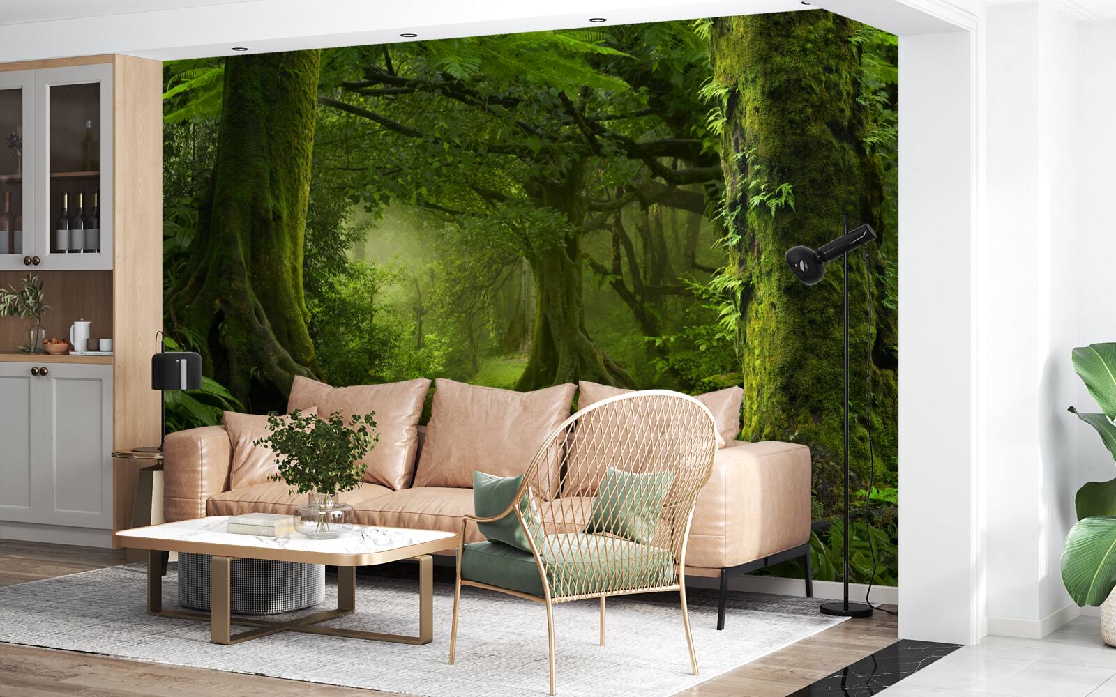 Fotobehang waterval in een groen loofbos