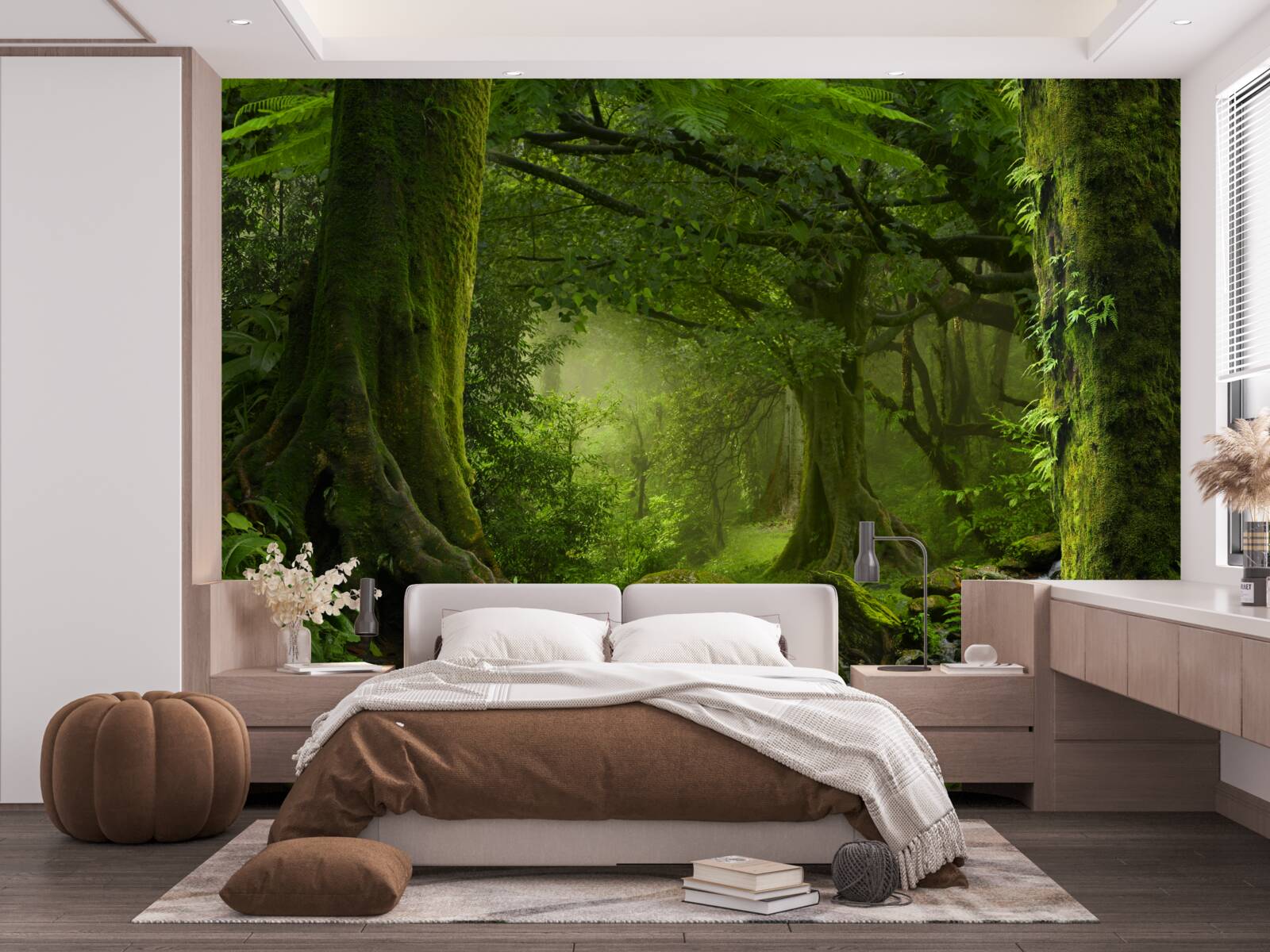 Fotobehang waterval in een groen loofbos