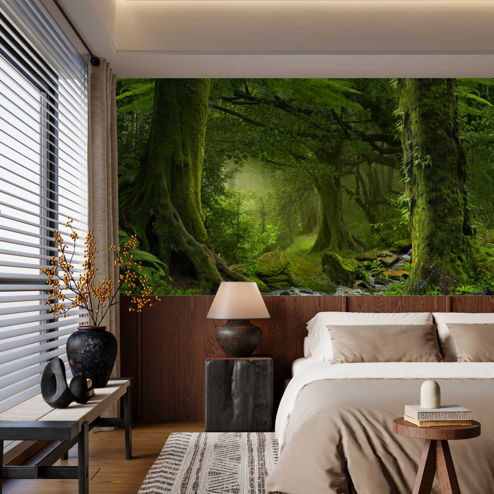 Fotobehang waterval in een groen loofbos