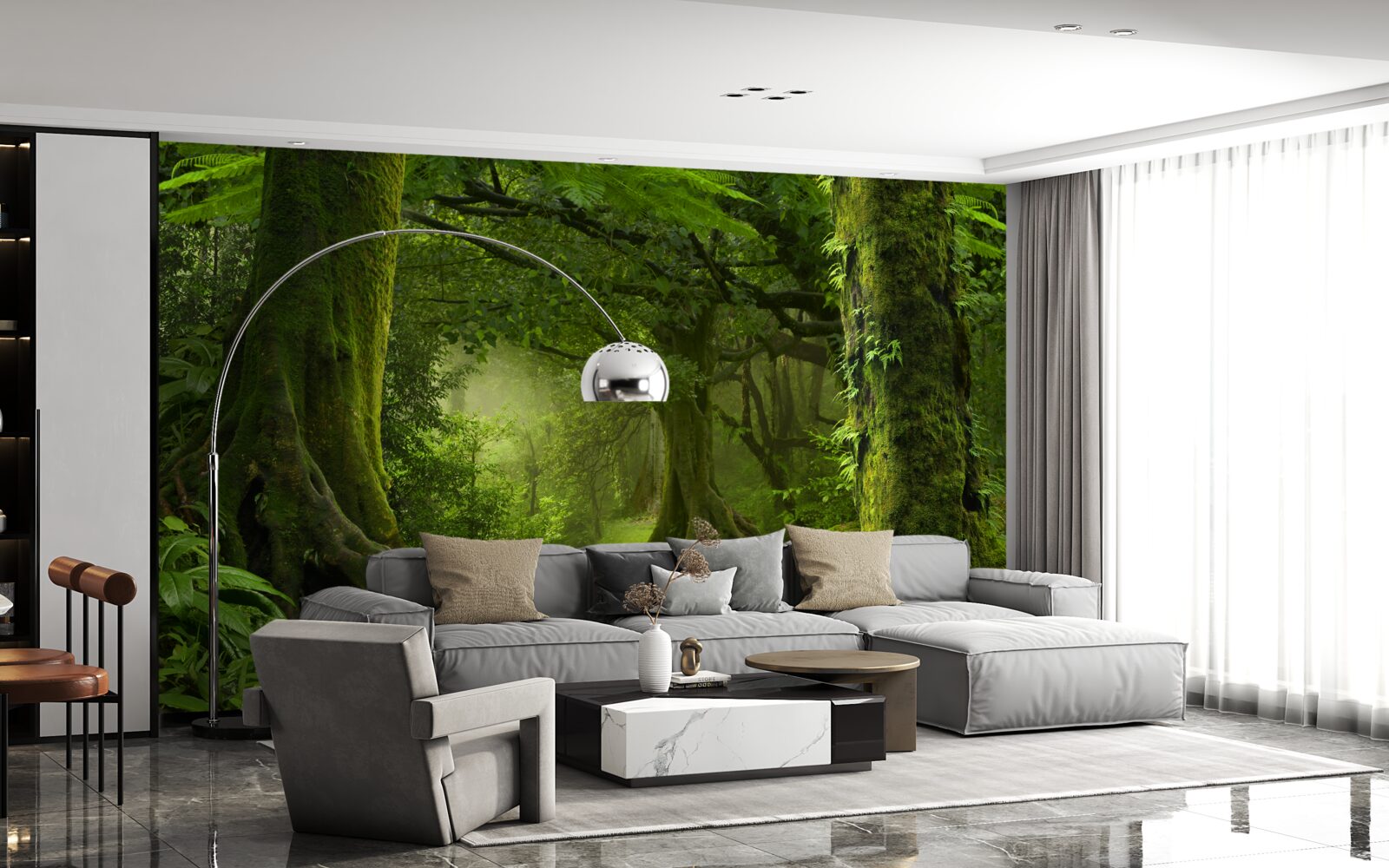 Fotobehang waterval in een groen loofbos