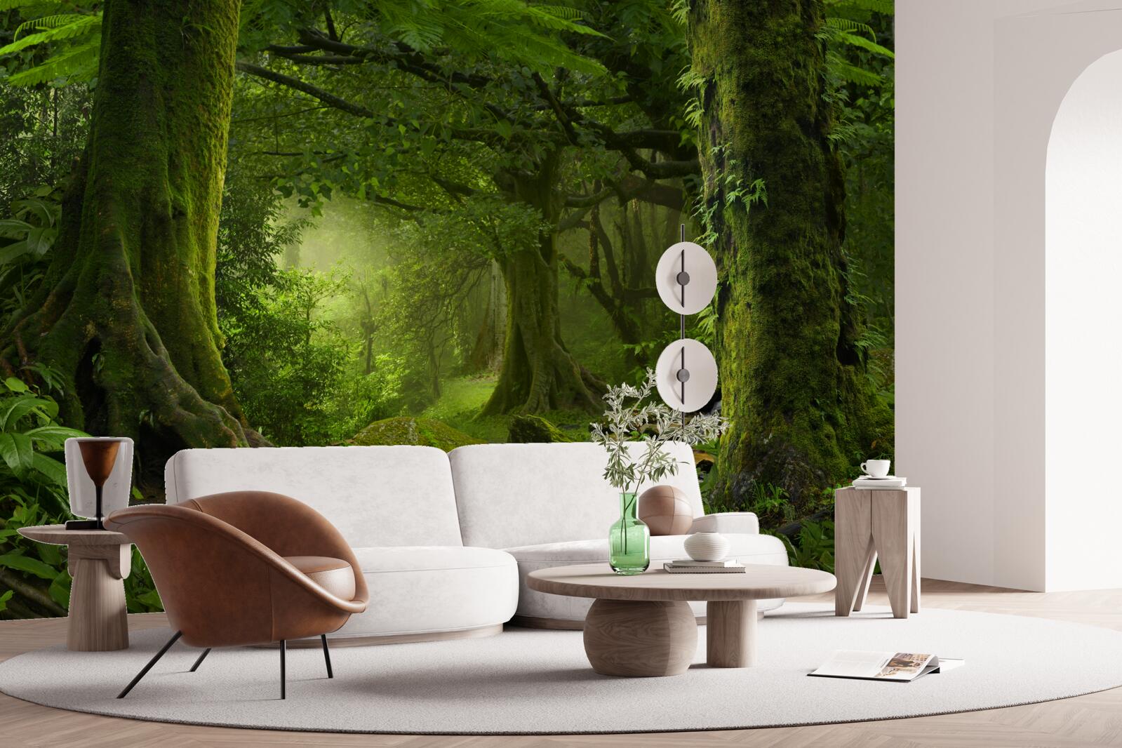 Fotobehang waterval in een groen loofbos