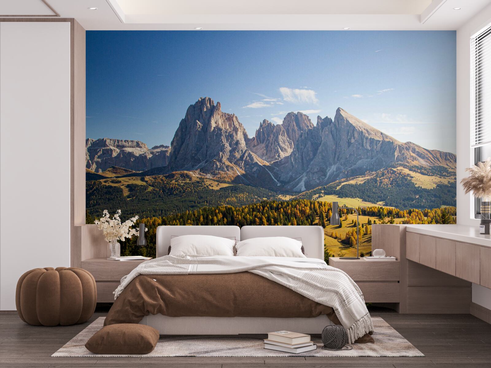 Fotobehang dichte bossen en indrukwekkend langkofelgebergte