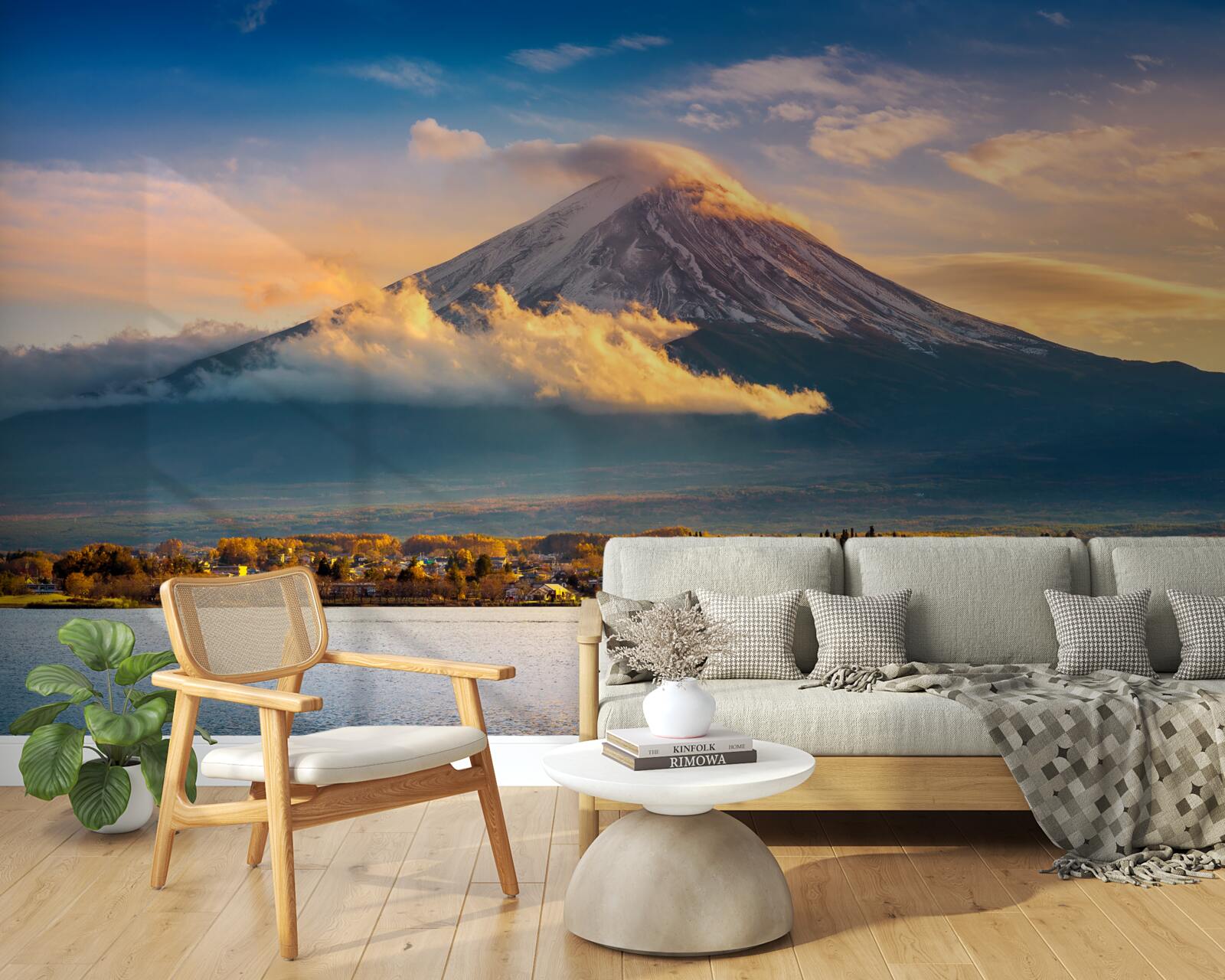 Fotobehang fuji peak is omgeven door dichte mist