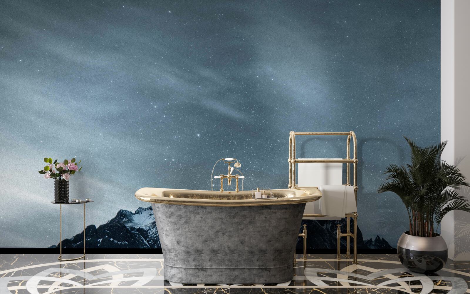 Fotobehang witte sterrennachten op Antarctica