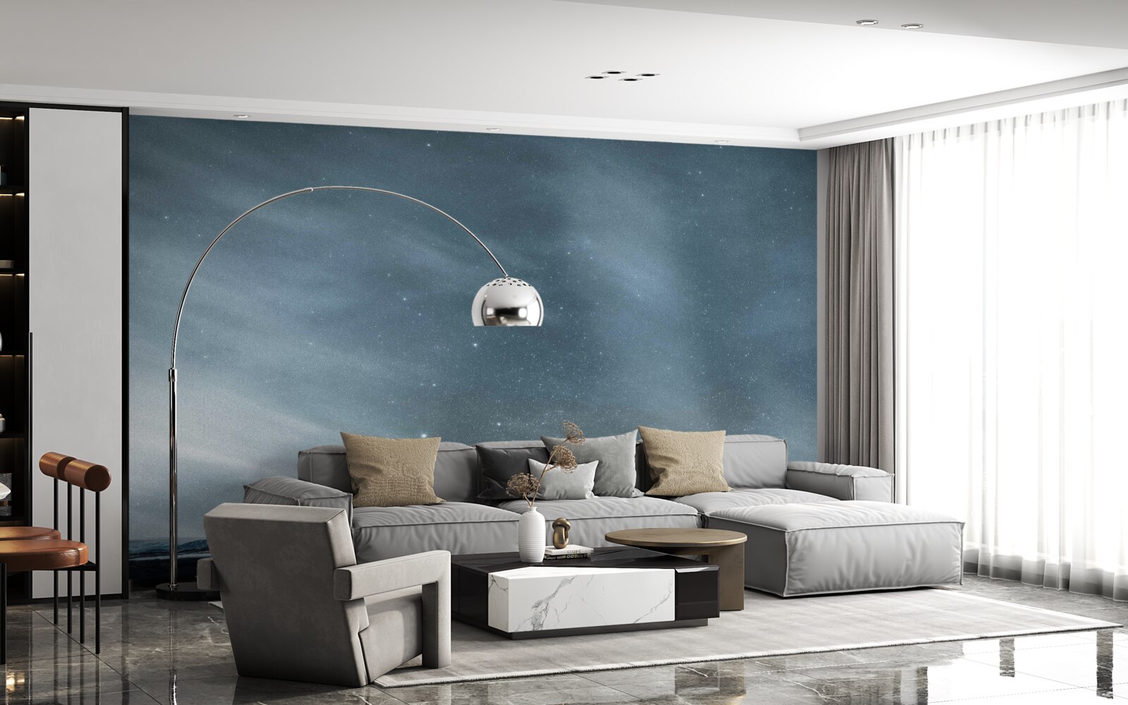 Fotobehang witte sterrennachten op Antarctica