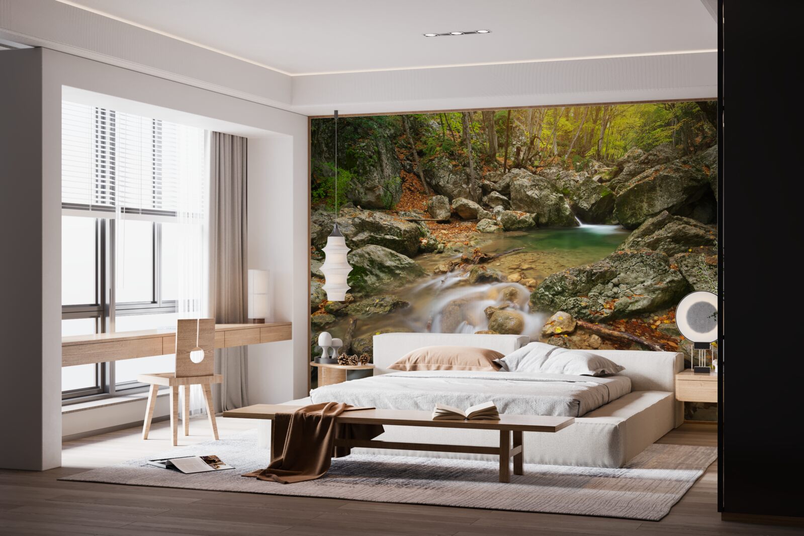 Fotobehang rivierstroom in de herfst