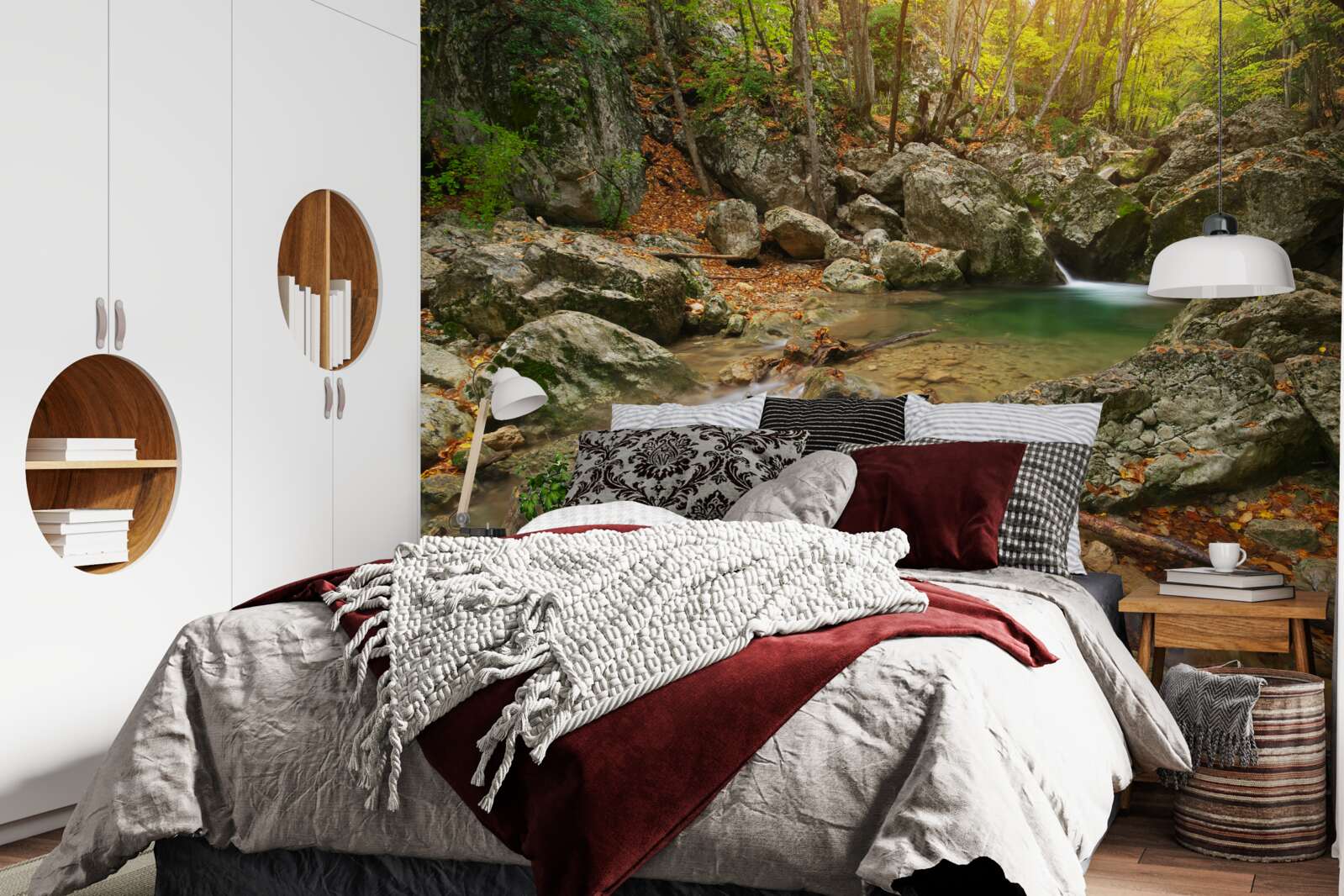 Fotobehang rivierstroom in de herfst