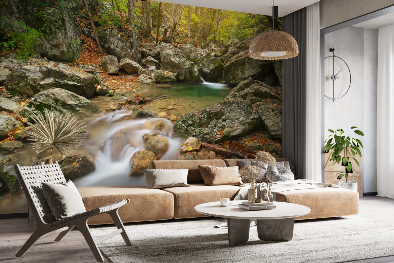 Fotobehang rivierstroom in de herfst