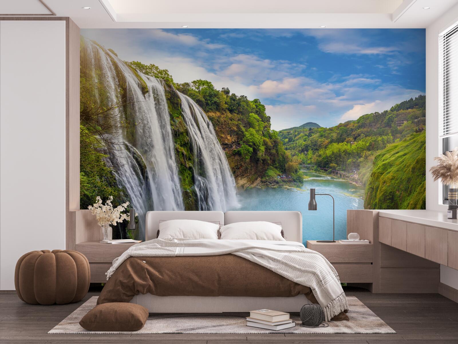 Fotobehang machtige huangoshu waterval