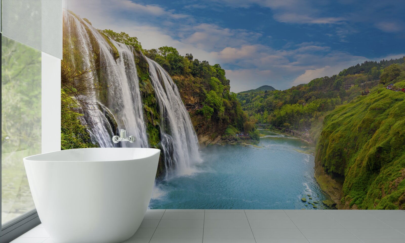 Fotobehang machtige huangoshu waterval