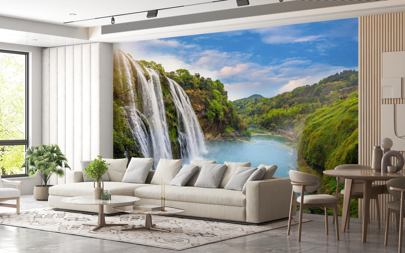 Fotobehang machtige huangoshu waterval