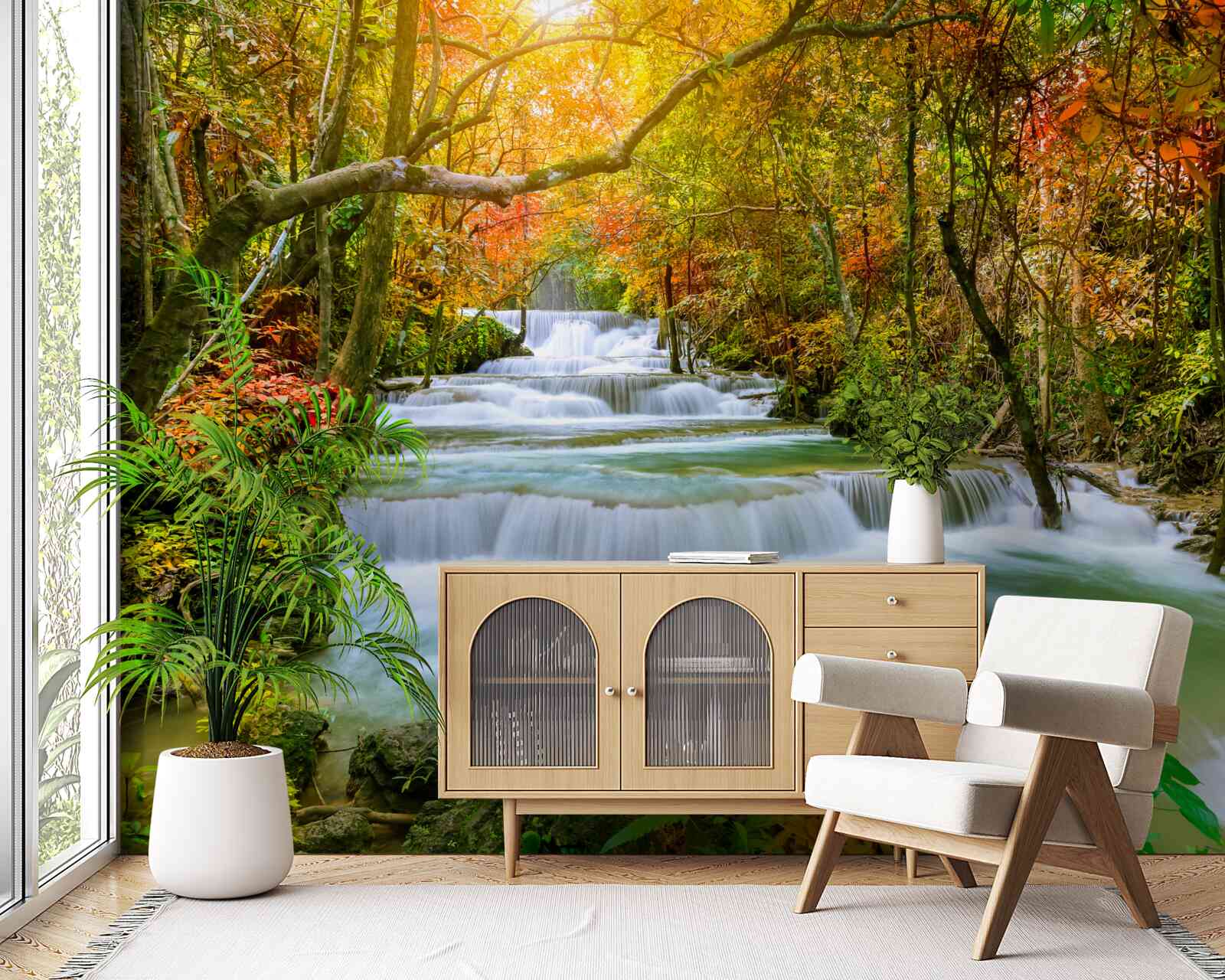 Fotobehang majestueuze waterval in de natuur