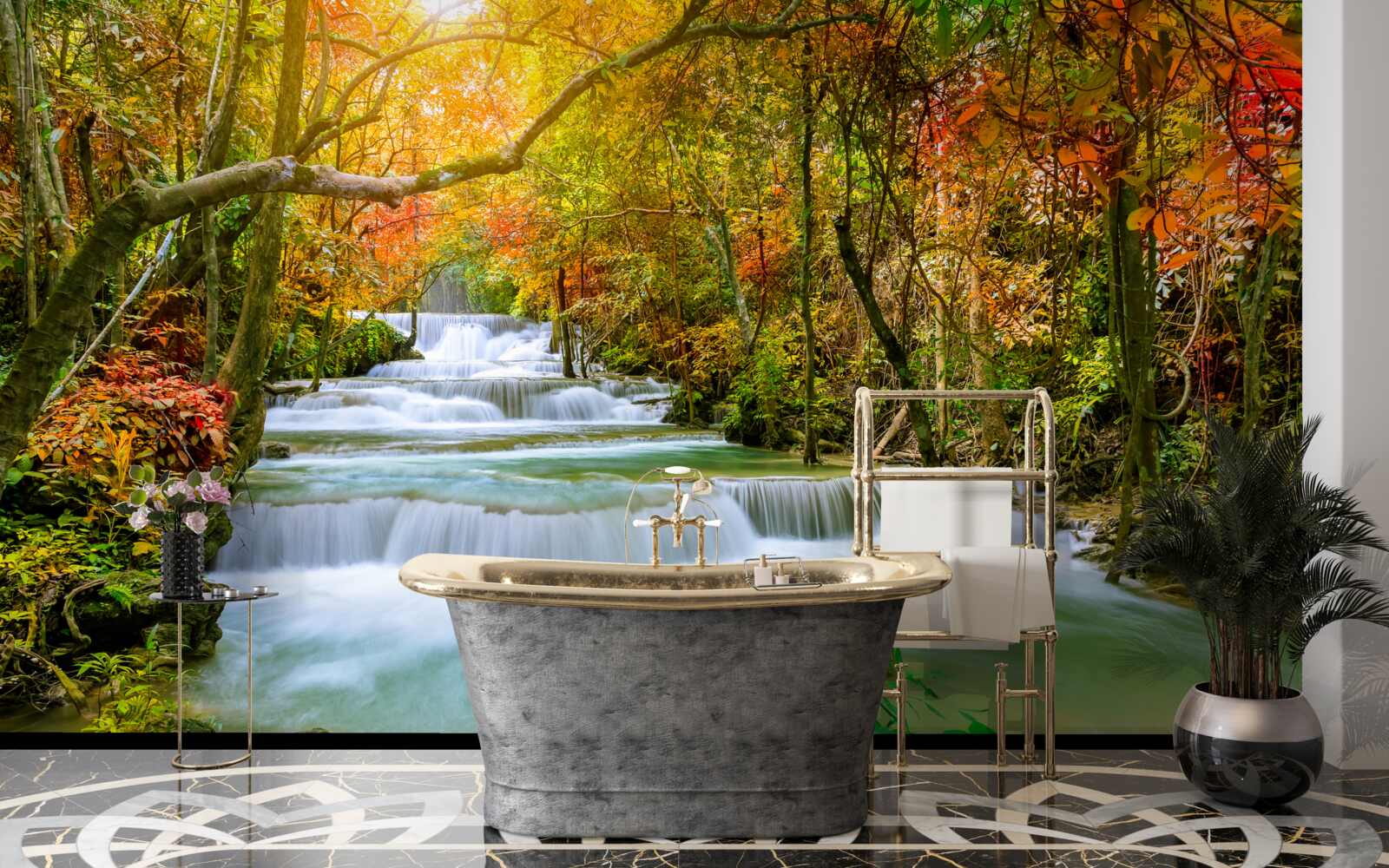 Fotobehang majestueuze waterval in de natuur