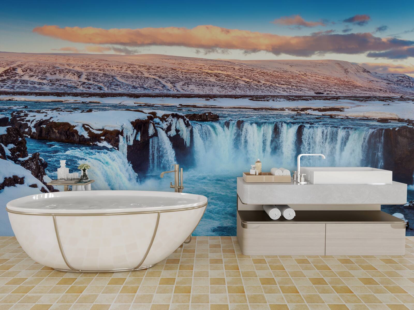 Fotobehang betoverende godafoss waterval