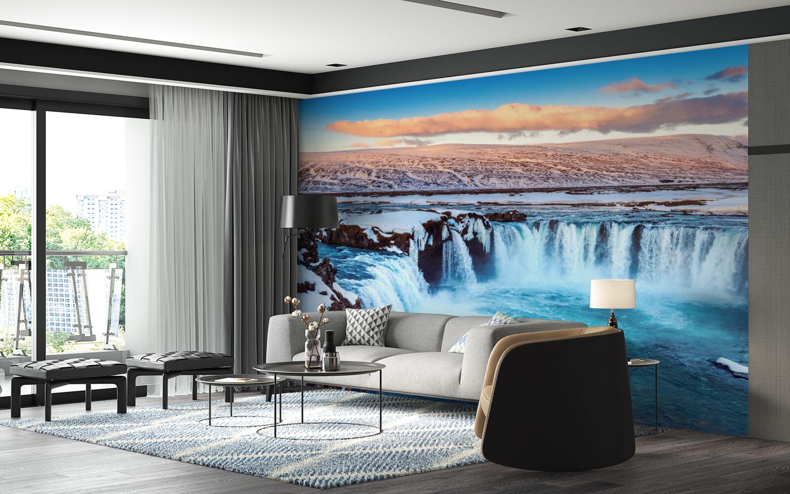 Fotobehang betoverende godafoss waterval