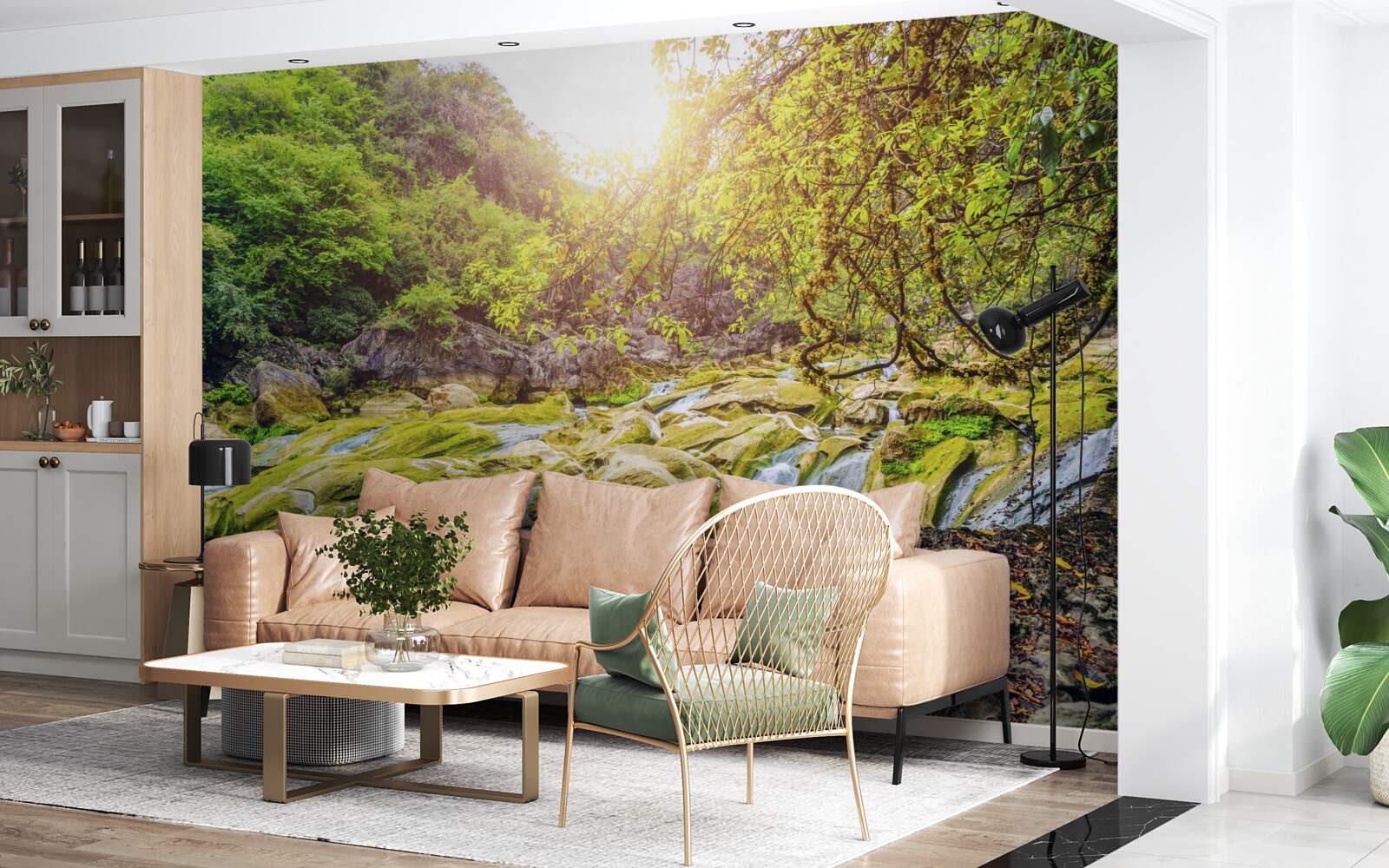 Fotobehang zonsopgang over de rivier met zijn kleurrijke natuur