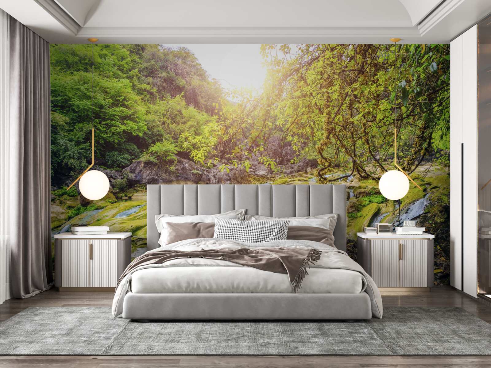 Fotobehang zonsopgang over de rivier met zijn kleurrijke natuur