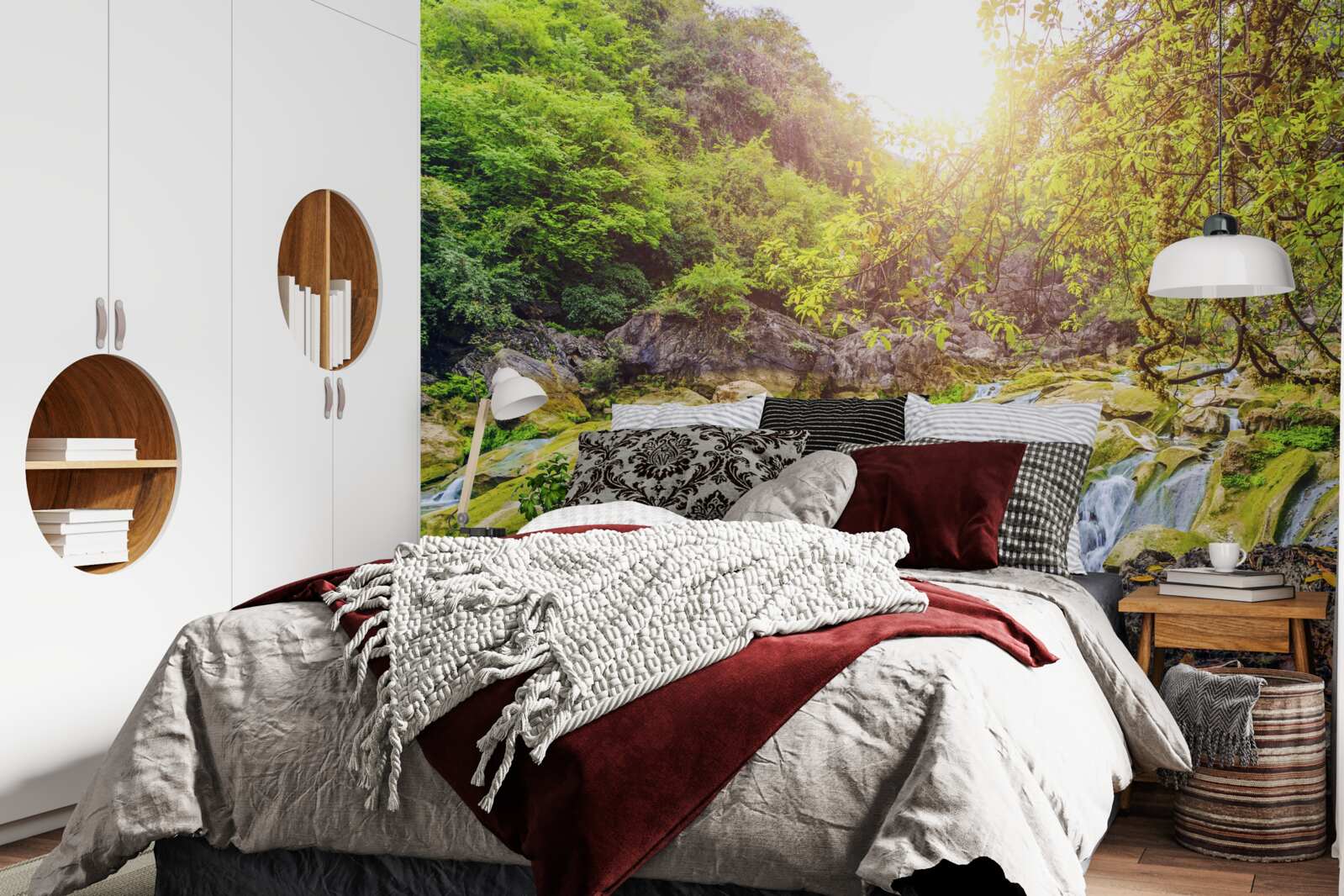 Fotobehang zonsopgang over de rivier met zijn kleurrijke natuur