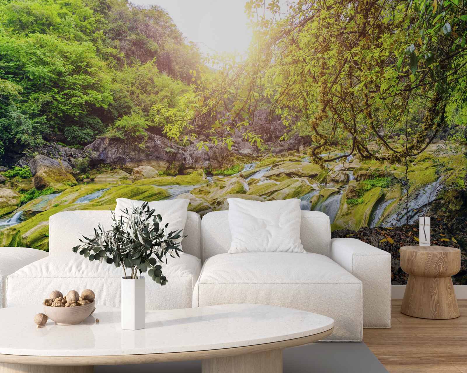 Fotobehang zonsopgang over de rivier met zijn kleurrijke natuur