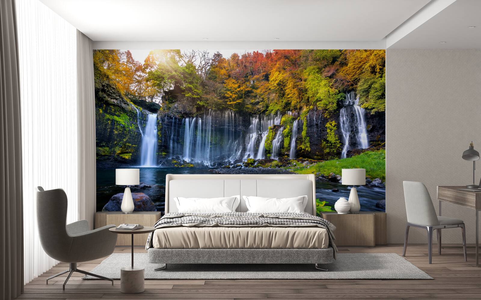 Fotobehang idyllische shiraito watervallen