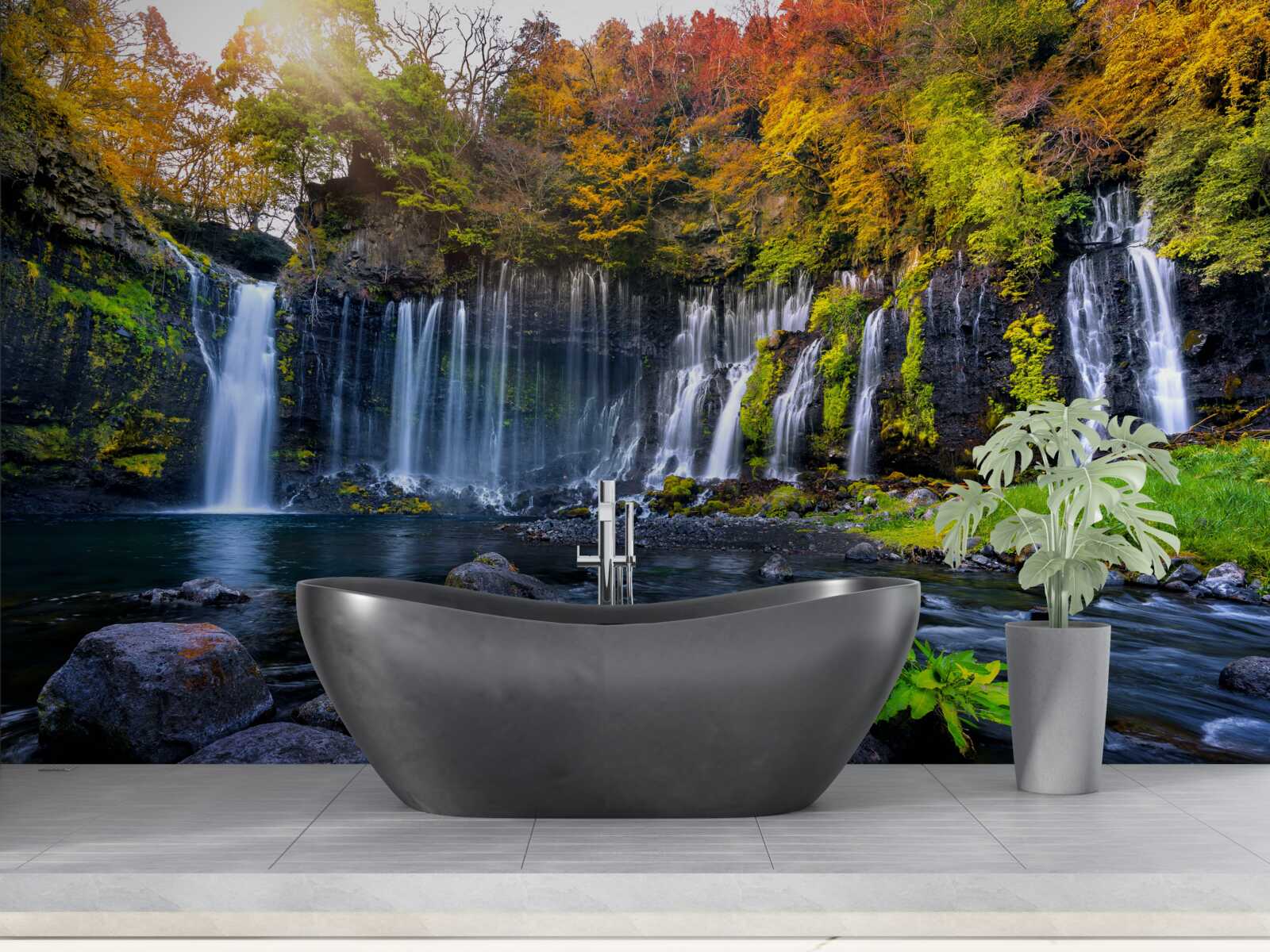 Fotobehang idyllische shiraito watervallen