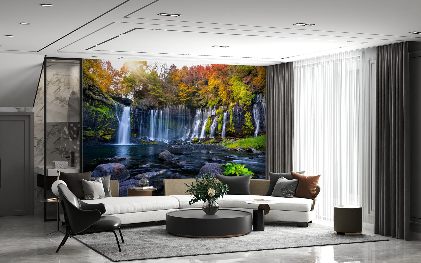 Fotobehang idyllische shiraito watervallen