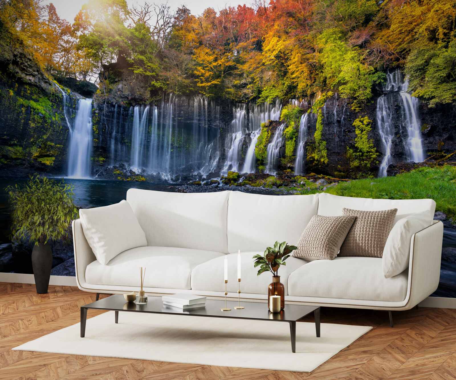 Fotobehang idyllische shiraito watervallen