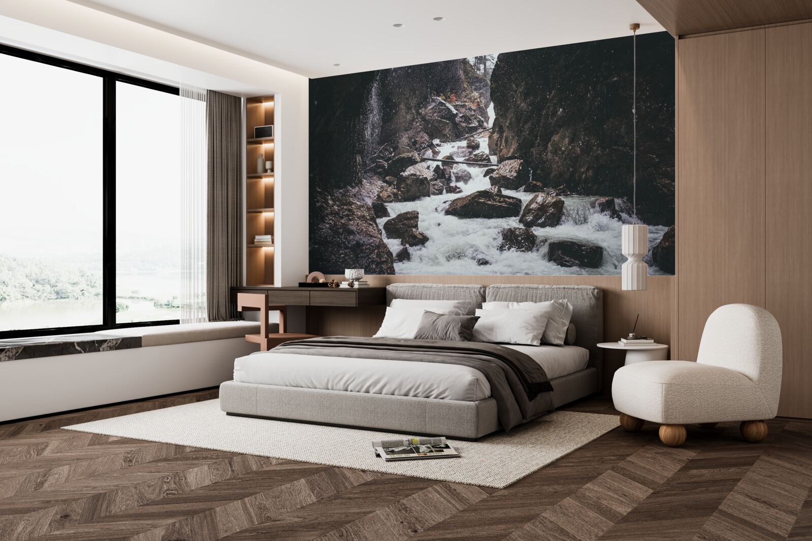 Fotobehang tussen de rotsen is een majestueuze bergwaterval