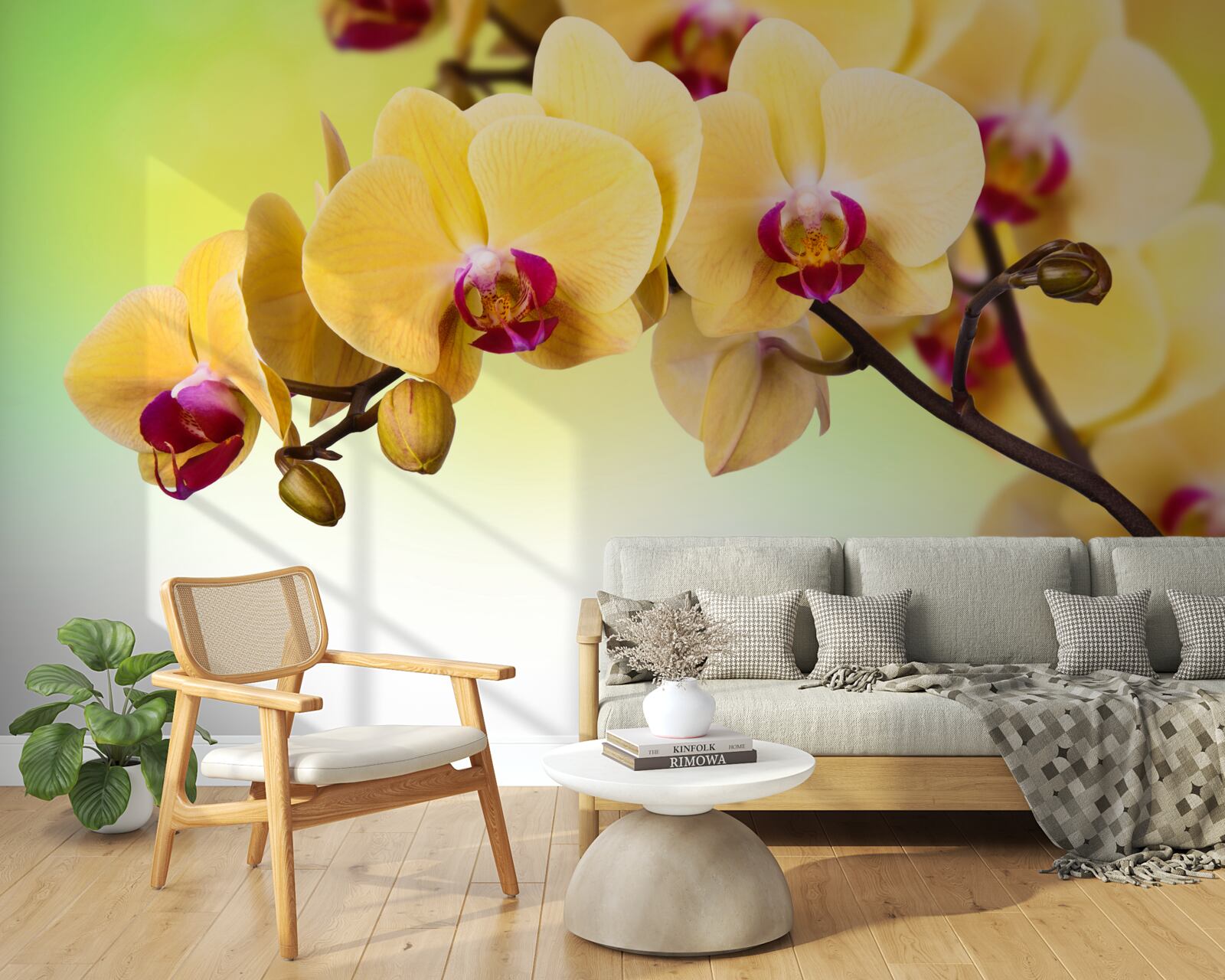 Fotobehang tak van geel bloeiende orchidee