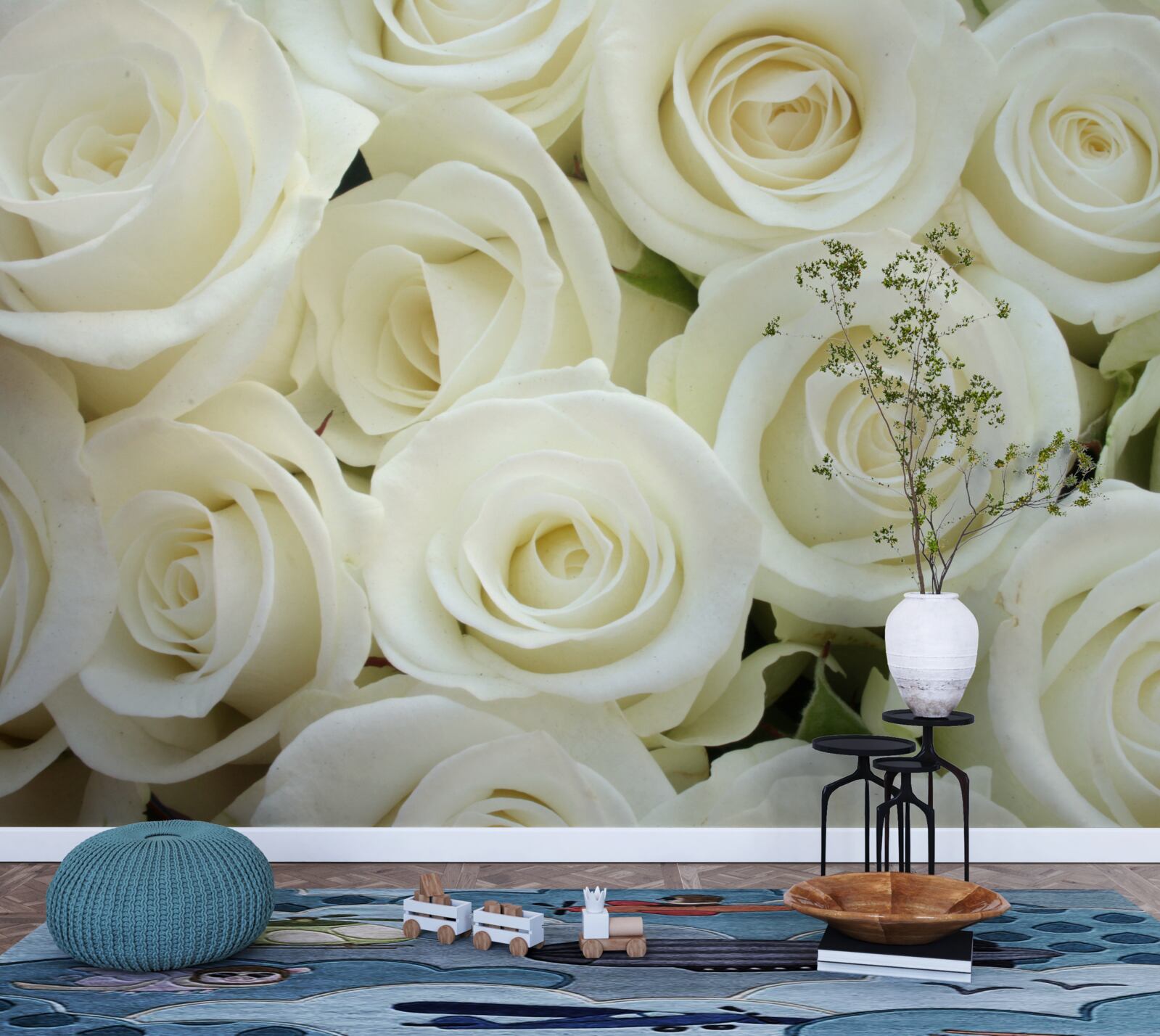 Fotobehang boeket bevat witte rozen