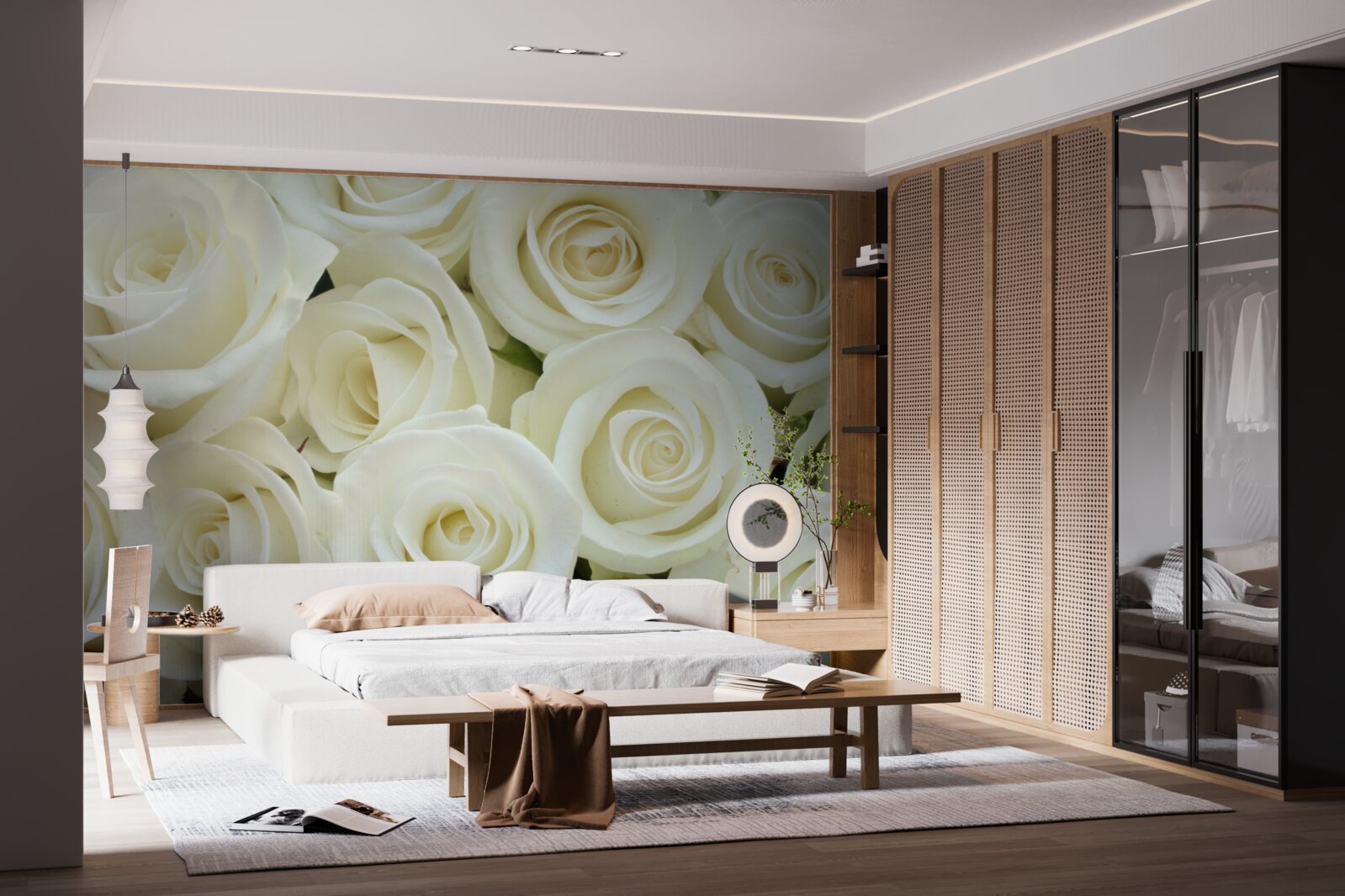 Fotobehang boeket bevat witte rozen