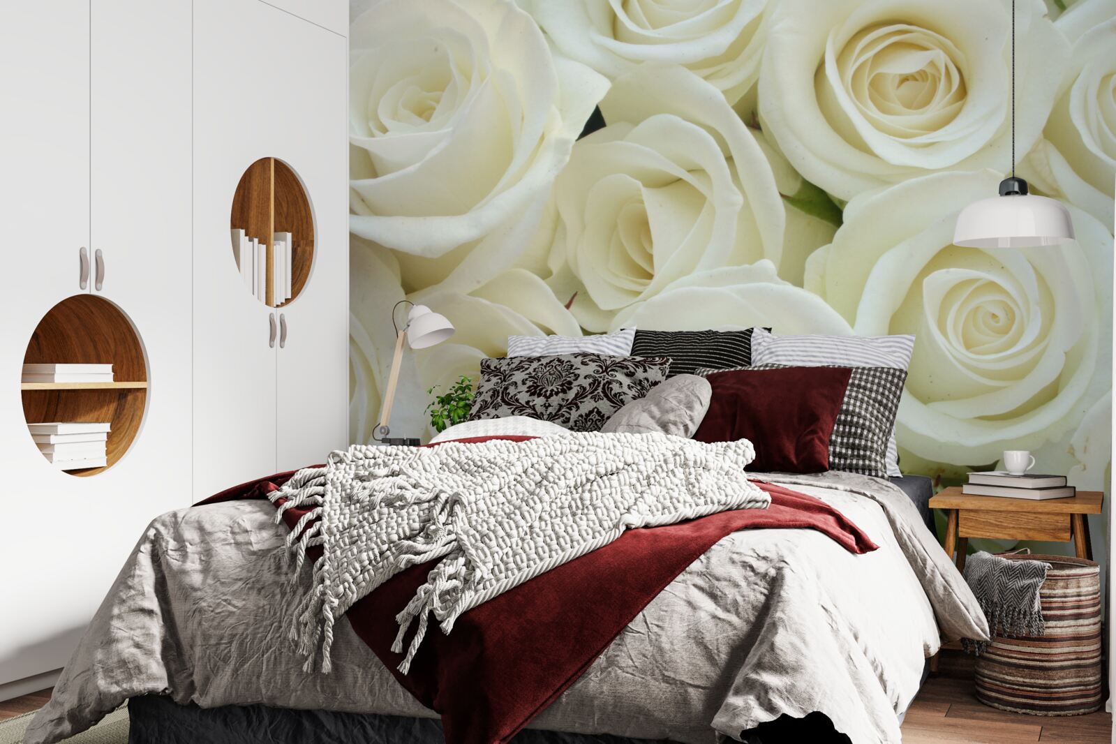 Fotobehang boeket bevat witte rozen