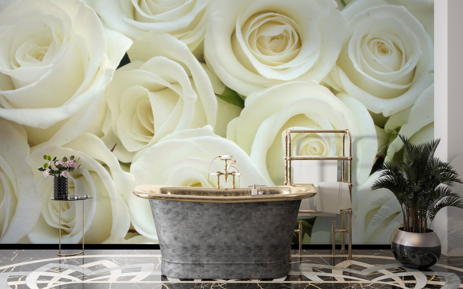 Fotobehang boeket bevat witte rozen