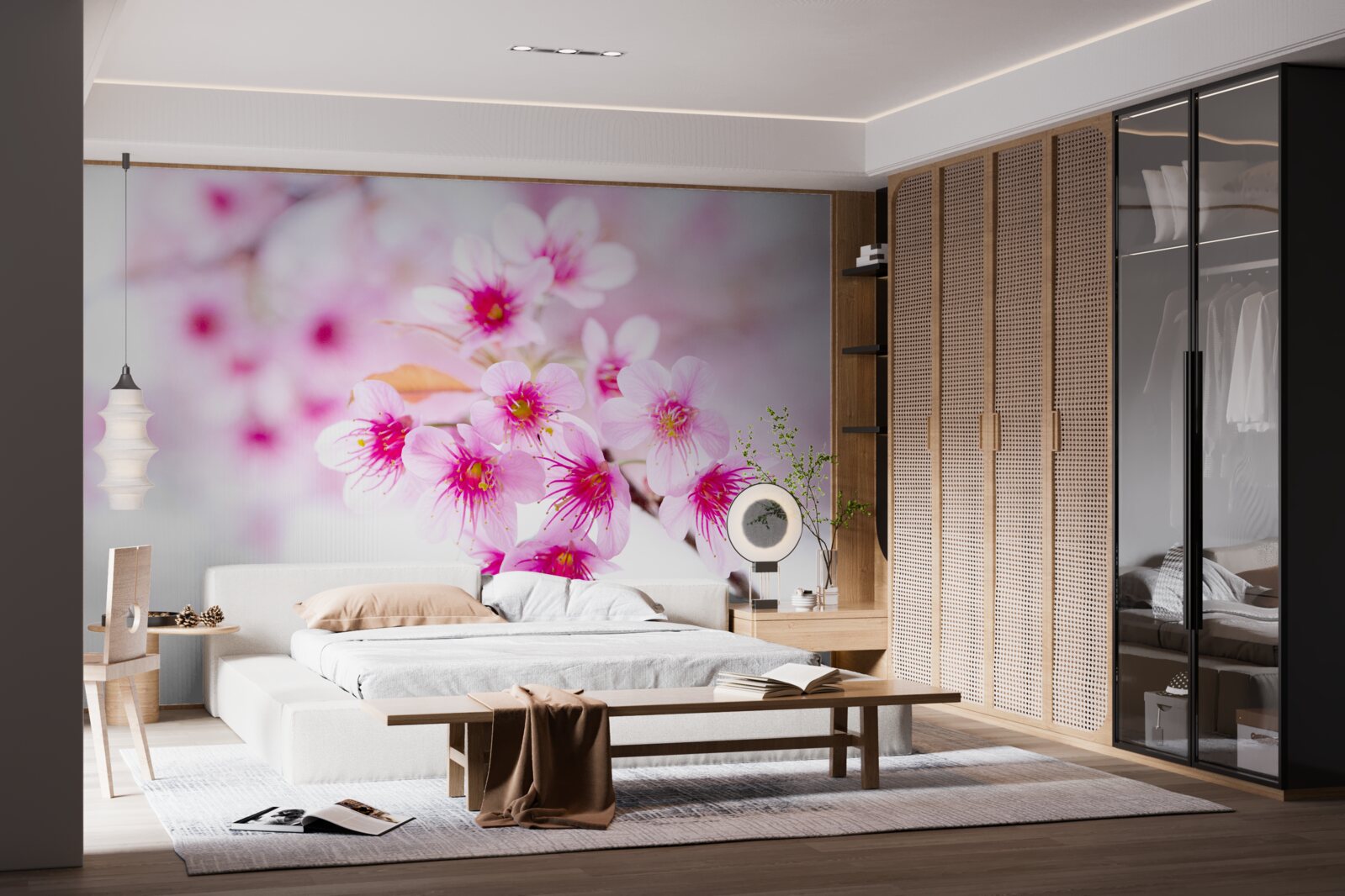 Fotobehang roze sakura tak bloem