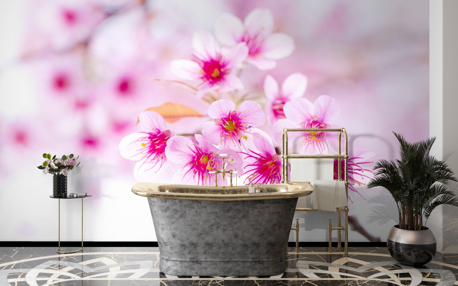 Fotobehang roze sakura tak bloem