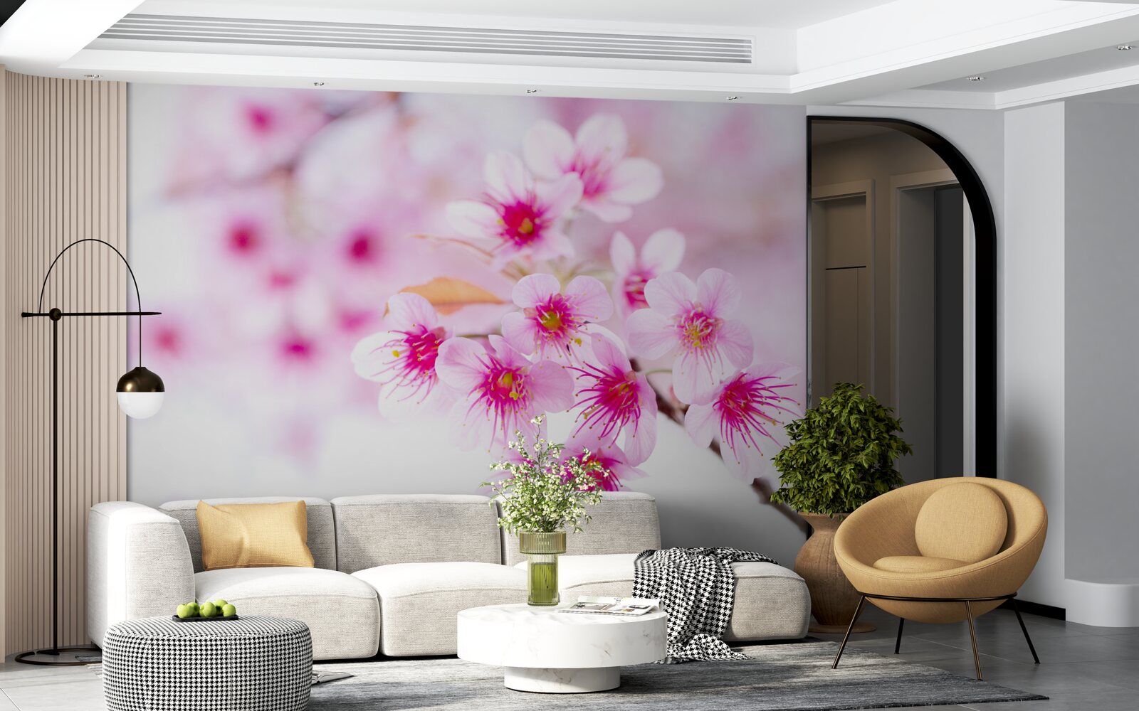 Fotobehang roze sakura tak bloem