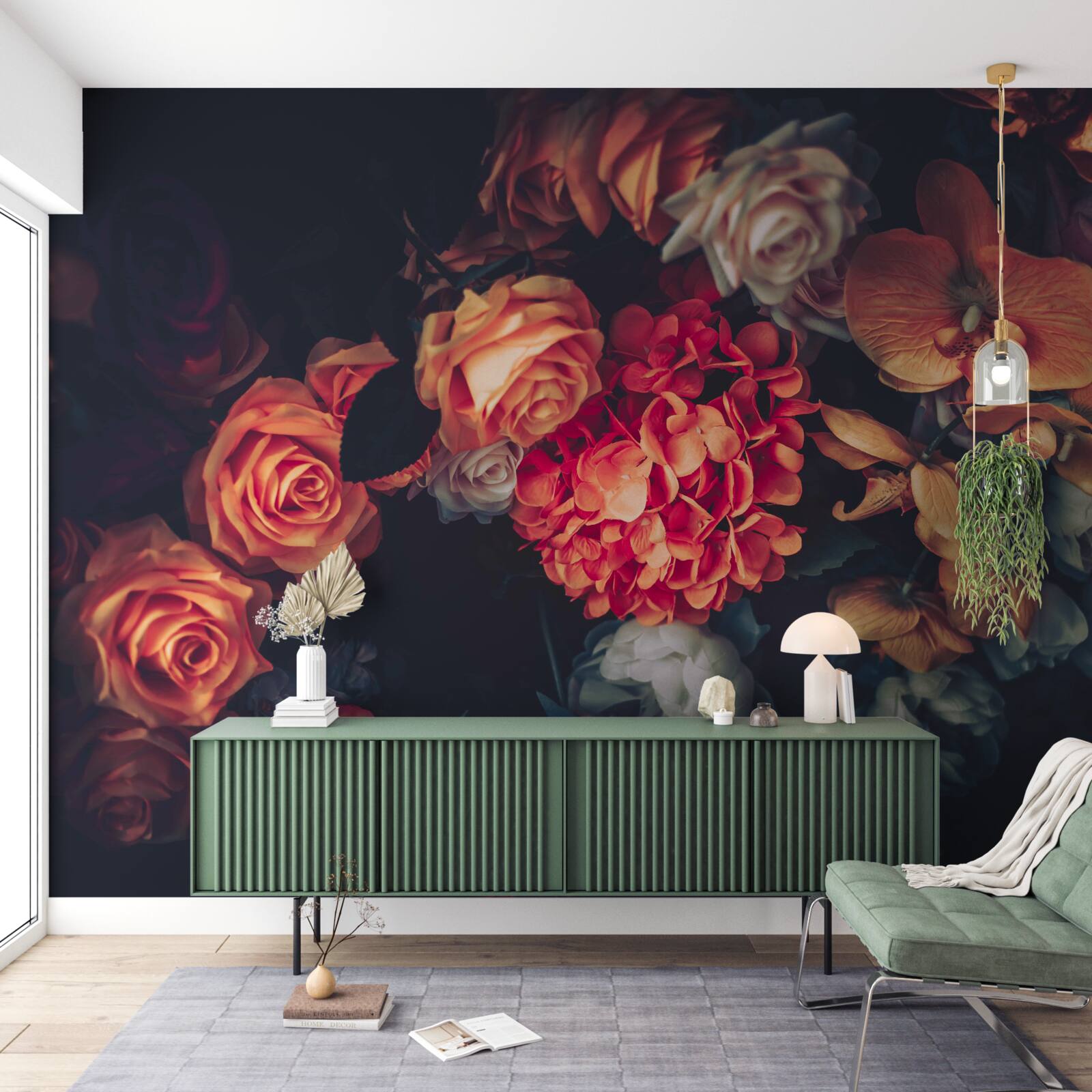 Fotobehang herfst bloemstuk in vintage stijl